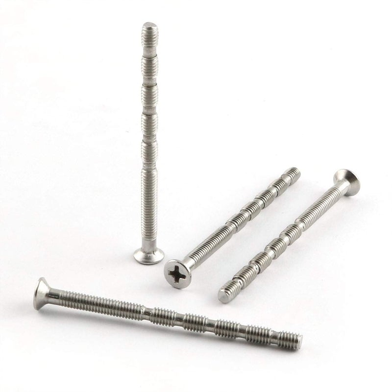 PZRT 4 Sets Cross Recessed Countersunk Head Screw 5x60 Cross Sleeve M5x16 Lock Rounded Head Iron Screw Door Handle Lever Bolt Connector Fixing Cutting Slot Hinge Screw for Door Lock Fixing - Image 2